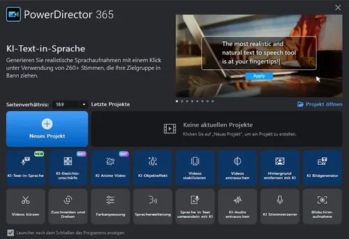 PowerDirector - Intuitive Benutzeroberfläche